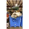 Image 1 : LARGE PLASTIC PALLET CRATE OF ASSORTED SHOVELS, RAKES, BROOMS, & LARGE TOOLS *PALLET CRATE