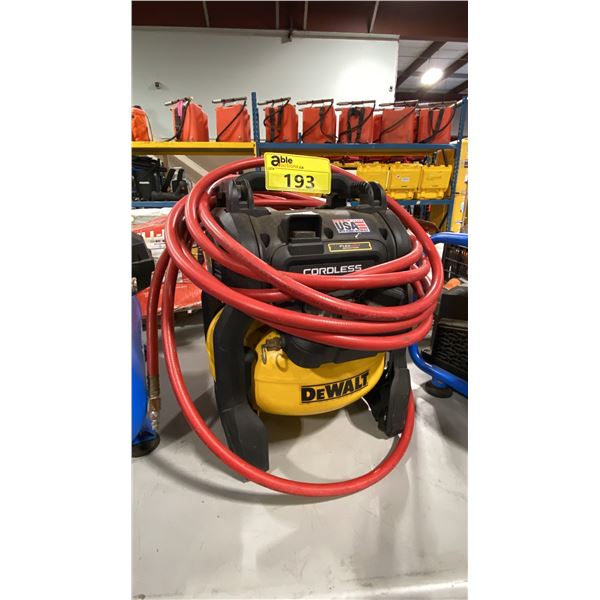 DEWALT FLEXVOLT 2.5 GAL CORDLESS INDUSTRIAL PORTABLE AIR COMPRESSOR WITH AIR HOSE *NO BATTERY OR