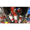 Image 2 : BLACK PLASTIC BIN OF ASSORTED FIRE EXTINGUISHERS & HANGERS *PLASTIC BIN INCLUDED*