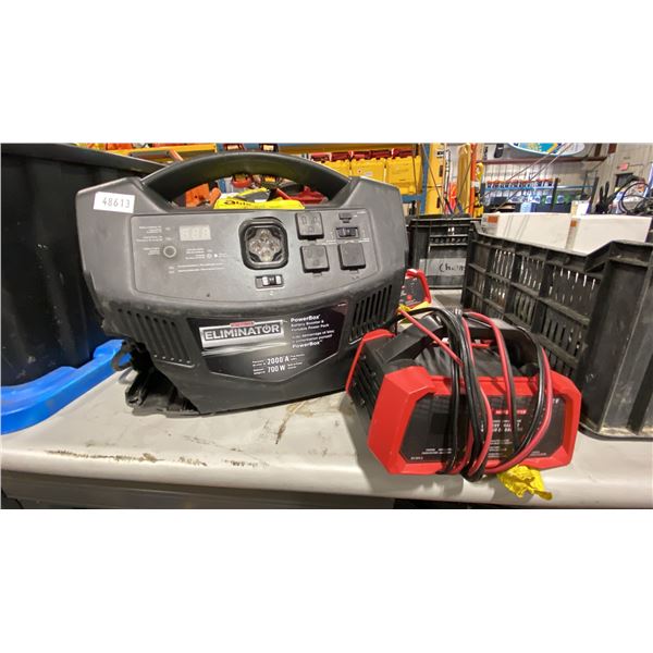 MOTOMASTER ELIMINATOR POWER BOX BATTERY BOOSTER & MOTOMASTER 12V ELECTRIC BATTERY CHARGER