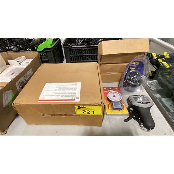 RITCHIE EXPLORER COMPASS, DIGITAL FISHING SCALE, RED WOLF FISHING SCALE, 3 GA150 MARINE GPS