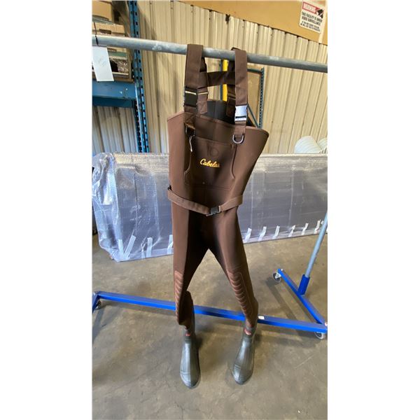 CABELA'S BROWN NEOSTRETCH NEOPRENE CHEST WADERS WITH 3M 200G INSULATED BOOTS SIZE 11R
