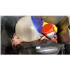 Image 2 : LARGE PLASTIC BIN OF ORANGE BOAT FLOATS / BUMPERS, ROPE, & REPAIR KITS *BIN INCLUDED*