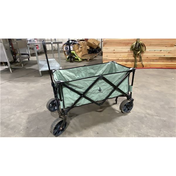 WOODS GREEN CANVAS FOLDING TRANSPORT WAGON WITH COVER