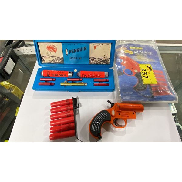 ORION BASIC 6 FLARE GUN KIT & PENGUIN RETRO RESCUE KIT IN HARD TRANSPORT CASE