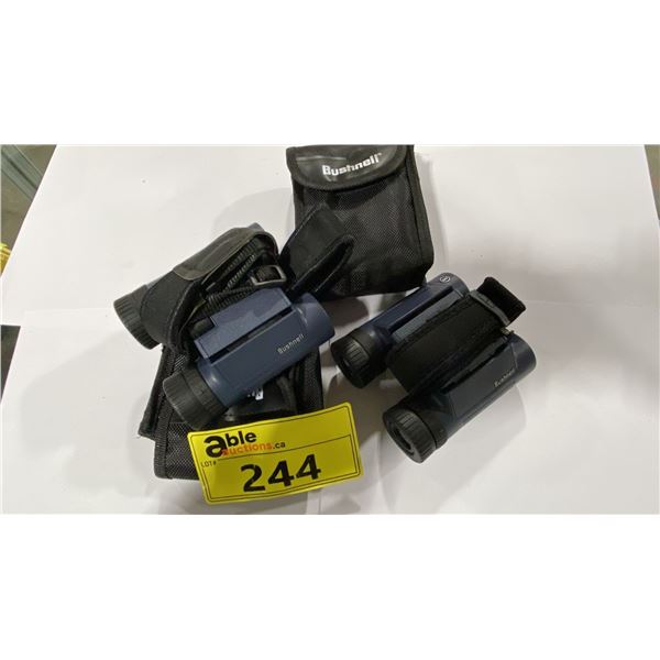 2 BUSHNELL H20 WATERPROOF BINOCULARS 8 X 25 WITH SOFT TRANSPORT CASES