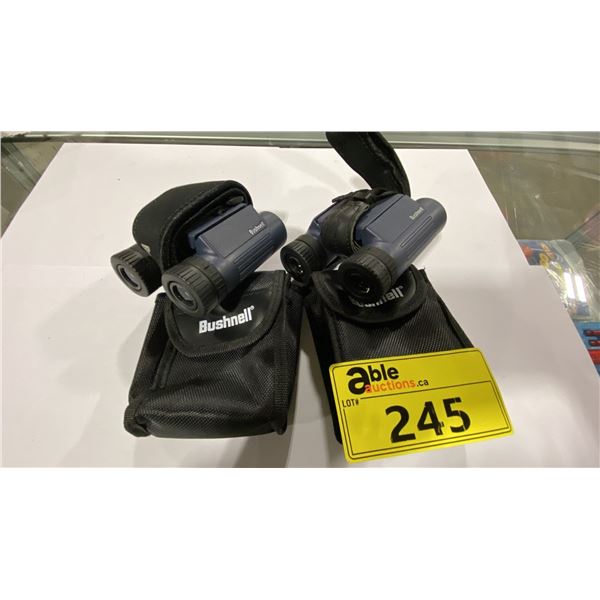 2 BUSHNELL H20 WATERPROOF BINOCULARS 8 X 25 WITH SOFT TRANSPORT CASES