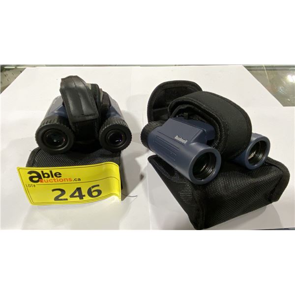 2 BUSHNELL H20 WATERPROOF BINOCULARS 8 X 25 WITH SOFT TRANSPORT CASES