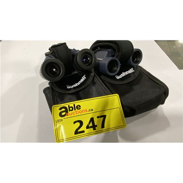 2 BUSHNELL H20 WATERPROOF BINOCULARS 8 X 25 WITH SOFT TRANSPORT CASES