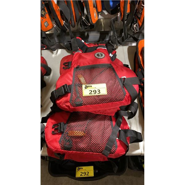 3 MUSTANG SURVIVAL MV7060 SIZE SM VIBE FOAM PADDLING VESTS