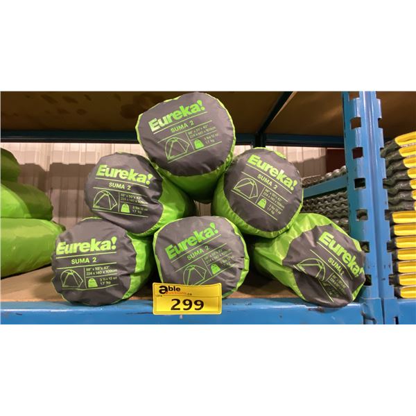 6 EUREKA SUMA 2 DOME TENTS IN SOFT TRANSPORT BAGS *MUST TAKE ALL*
