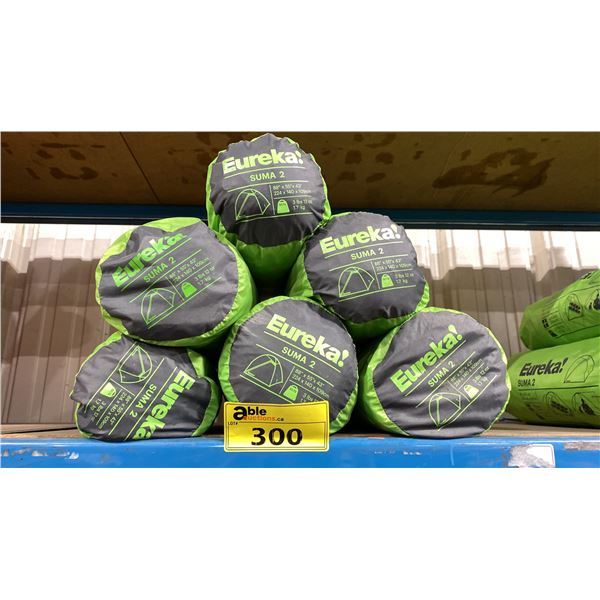 6 EUREKA SUMA 2 DOME TENTS IN SOFT TRANSPORT BAGS *MUST TAKE ALL*