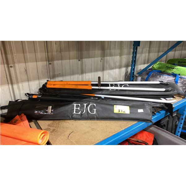 STACK OF EJG 36" PROFESSIONAL FLOGGING STICKS IN SOFT TRANSPORT BAGS
