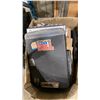 Image 2 : PLASTIC BIN OF BIOHAZARD BINS, 2 BOXES OF PLASTIC BINDERS & ASSORTED WHITE / CORK BOARDS