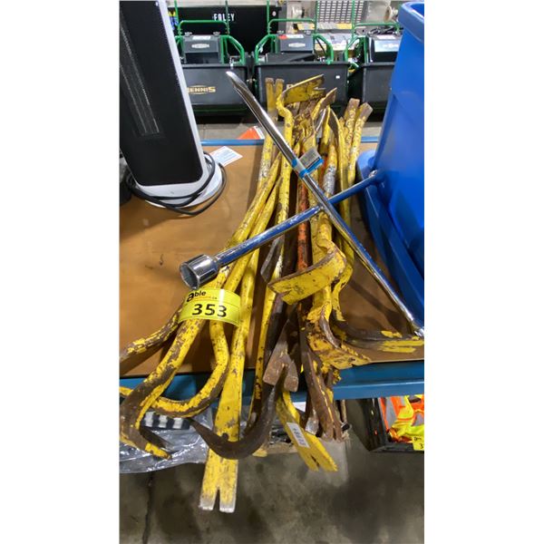 YELLOW INDUSTRIAL PRY BARS & TIRE IRON *MUST TAKE ALL*