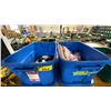 Image 1 : 2 BLUE PLASTIC BINS OF DEPTH MEASUREMENT DISCS, & MEASURING TAPES *BINS INCLUDED*