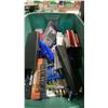 Image 2 : 2 PLASTIC BINS OF ASSORTED HOSES, BATTERIES, & HAND TOOLS *BINS INCLUDED*