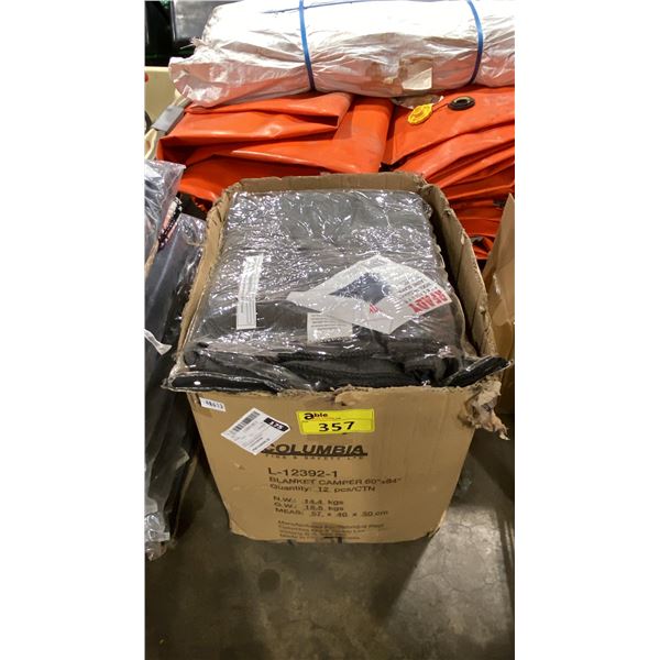BOX OF GREY WOOL FIRST AID BLANKETS