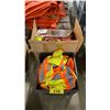 Image 1 : BOX OF REFLECTIVE INDUSTRIAL COVERALLS & CRATE OF REFLECTIVE SAFETY VEST *CRATE INCLUDED*