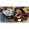 Image 1 : 2 PLASTIC BINS OF COTTON BANDANAS, PROPELLER, WHEEL CHOCKS, & MISC ITEMS *BINS INCLUDED*