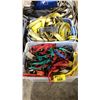 Image 1 : 2 PLASTIC BINS OF INDUSTRIAL TIE DOWN STRAPS & CABLE *BINS INCLUDED*