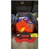 Image 1 : PLASTIC BIN OF INDUSTRIAL SAFETY GEAR, ROPE & WATER HOSE *BIN INCLUDED*