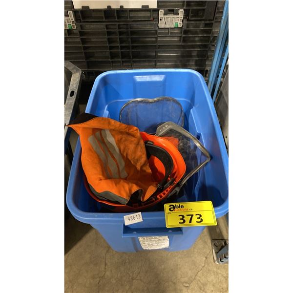 PLASTIC BIN OF INDUSTRIAL SAFETY LANDSCAPING HARD HATS *BIN INCLUDED*