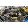 Image 1 : 2 PLASTIC BINS OF ASSORTED INDUSTRIAL TRAILER HITCH ITEMS, & RATCHET STRAPS *BINS INCLUDED*
