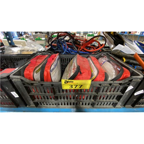 2 PLASTIC BINS OF ASSORTED INDUSTRIAL BAGGED & NON BAGGED JUMPER CABLES *BINS INCLUDED*