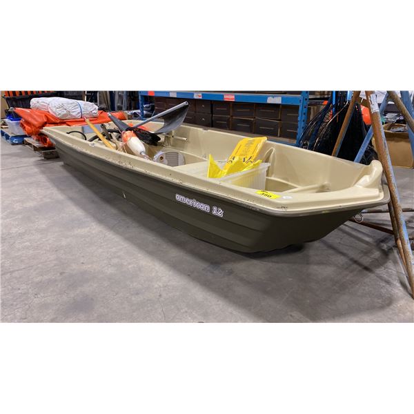 AMERICAN 12 SUNDOLPHIN GREEN / BEIGE 12' PLASTIC FORMED 2 PERSON 330 LBS CAPACITY ROW BOAT WITH