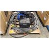 Image 1 : PALLET OF HEAVY DUTY INDUSTRIAL BRAIDED CABLE, LIFTING CHAINS, & VARIOUS VEHICLE TIRE CHAINS