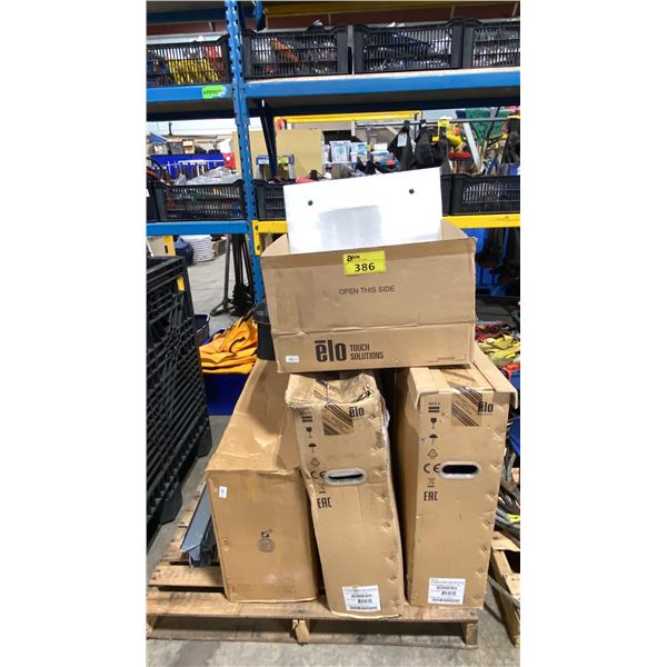 PALLET OF ELO TOUCH SOLUTIONS INTERACTIVE DIGITAL SIGNAGE & PARTS