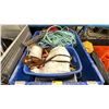 Image 2 : PALLET CRATE OF ASSORTED STRAPS, ROPE, TARPS, BINS, & MARKING FLAGS