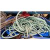 Image 5 : PALLET CRATE OF ASSORTED STRAPS, ROPE, TARPS, BINS, & MARKING FLAGS