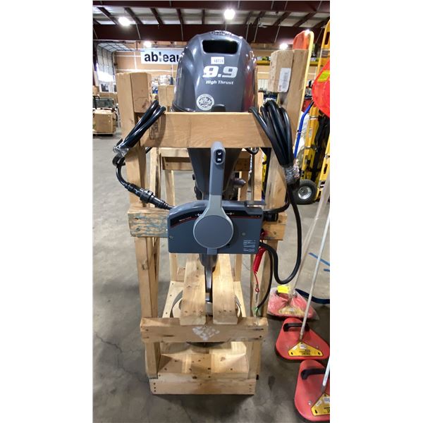 YAMAHA T9.9XPB FOUR STROKE 9.9 HP GAS POWERED OUTBOARD BOAT MOTOR WITH KEYS & HAND OPERATED REMOTE
