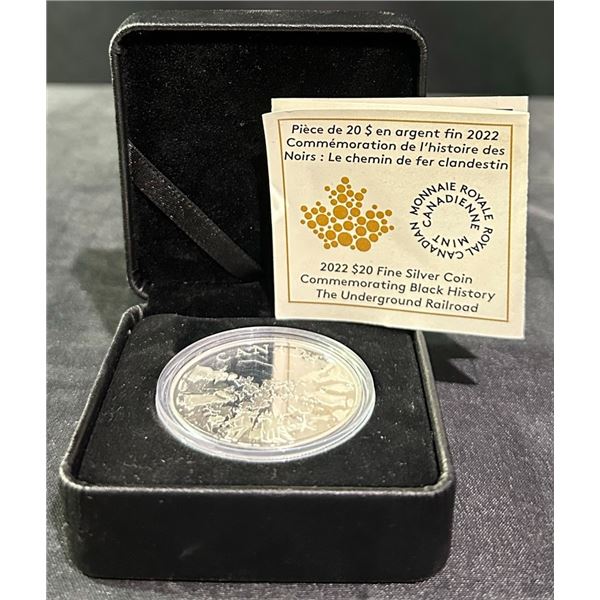2022 $20 Silver Coin Commemorating The Underground Railroad
