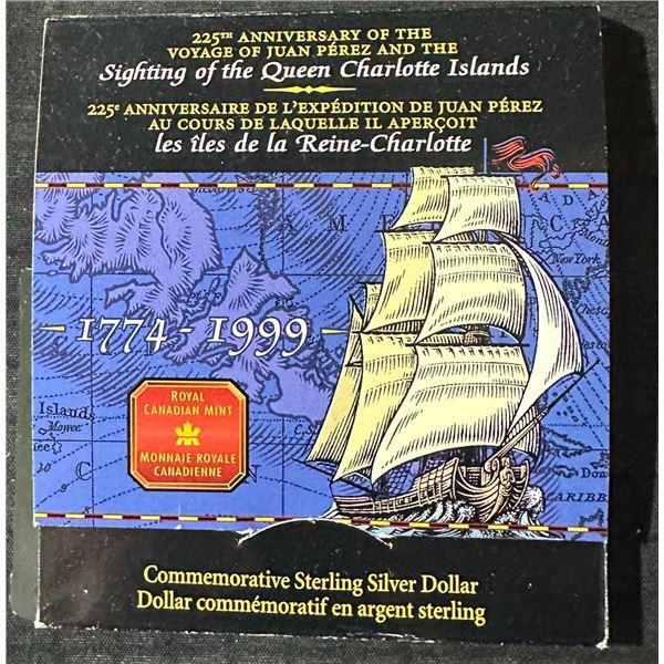 1999 Canada Sterling Silver Dollar 225th Anniversary Juan Perez Voyage