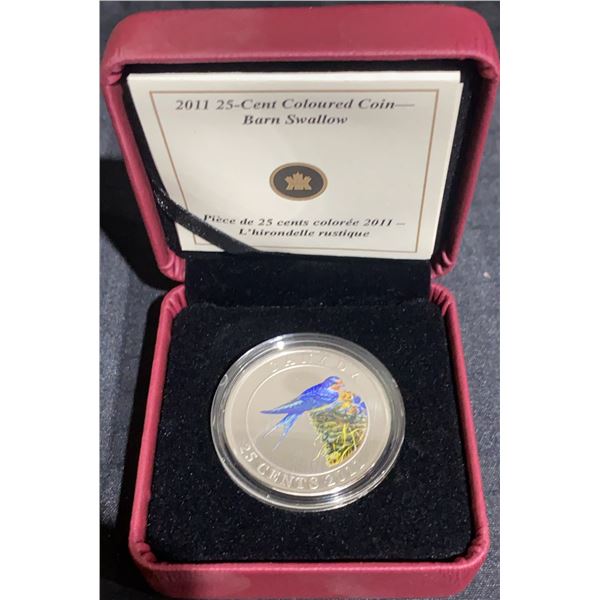 2011 Royal Canadian Mint 25-Cent Coloured Coin Barn Swallow