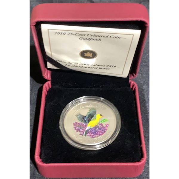 2010 Royal Canadian Mint 25-Cent Coloured Coin Goldfinch