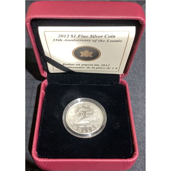 2012 $1 Fine Silver Coin 25th Anniversary Loon Dollar