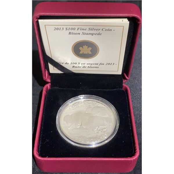 2013 $100 Fine Silver Bison Stampede Coin, Royal Canadian Mint