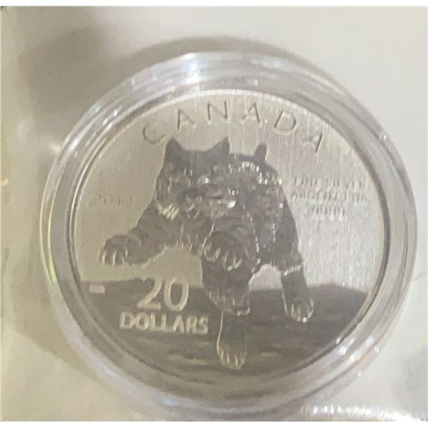 2014 Royal Canadian Mint $20 Silver Coin Bobcat 7.96g .9999 Fine
