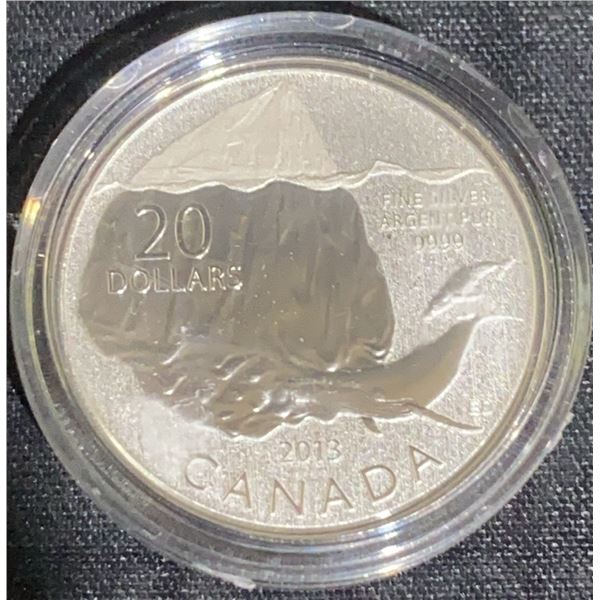 2013 Canada $20 Fine Silver Whale Coin