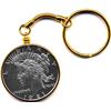 Image 1 : 1921 SILVER PEACE DOLLAR COPY IN 14K PLATED KEY CHAIN
