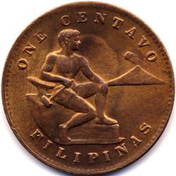 1944-S US/PHILLIPPINES COPPER ONE CENTAVO-CH BU+ RED