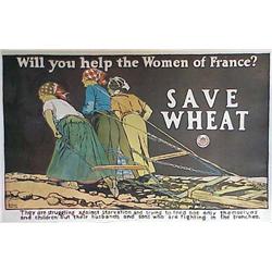 VERY RARE***Will you help the Women of France? Save Wheat (World War I -U.S. 1917)