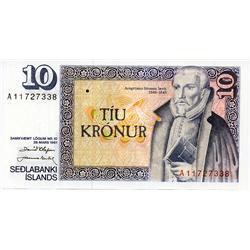 1961 ICELAND 10 kroner CURRENCY NOTE-CU++