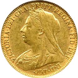 1896 GREAT BRITIAN GOLD HALF SOVERIGN-UNC