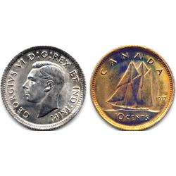 HIGH GRADE 1937 CANADA SILVER DIME-CH BU+REVERSE COLOR