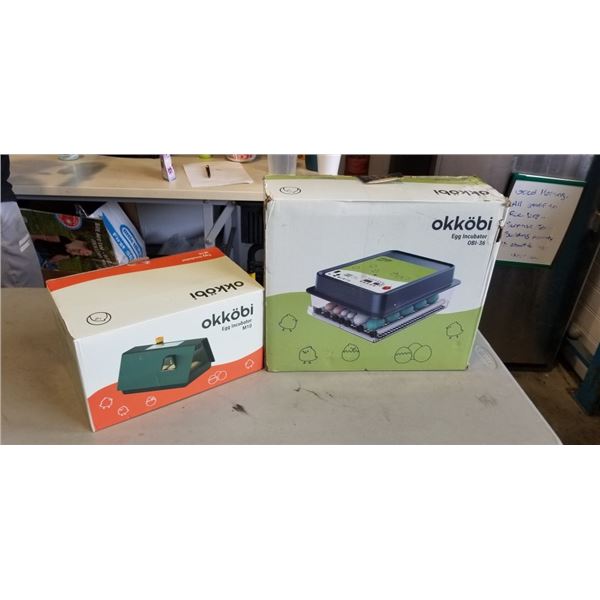 2 NEW OKKOBI EGG INCUBATORS. MODELS OBI 36 AND M10
